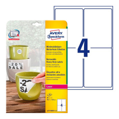 Всепогодные удаляемые этикетки Avery Zweckform, белые матовые, 99.1 x 139 мм, на листе А4 (20 листов) [L4774REV-20]