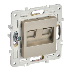 Розетка компьютерная двойная RJ45 IEK SKANDY кат. 6 SK-K04Sh шампань [SK-K20-2-K37]