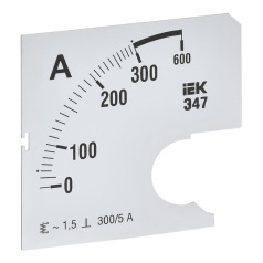 Шкала сменная для амперметра IEK Э47 300/5А класс точности 1.5, 72 х 72 мм [IPA10D-SC-0300]