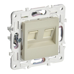 Розетка компьютерная двойная RJ45 IEK SKANDY кат. 6 SK-K04B бежевый [SK-K20-2-K10]