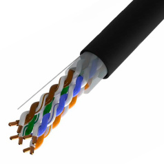 Кабель витая пара U/UTP TOKOV ELECTRIC "TOKOV PRO Fluke tested", категория 5E, 4х2х24AWG, PE, черный [TKP-C05-U42-5E-305-OD]