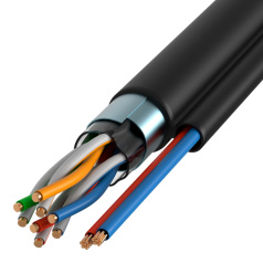 Кабель витая пара ITK F/UTP, категория 5E, 4х2х24AWG, LDPE, кабель питания, 2x0.75, черный [LC3-C5E04-379]