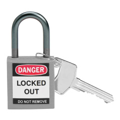 Замки нейлоновые компактные Brady, алюминиевые дужки, 25 мм, Ø 4.7 мм, серые, 6 шт [gws814123]