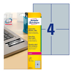 Этикетки Avery Zweckform, серебристые, 105 x 148 мм, 4 этикетки на листе А4 (20 листов) [L6134-20]