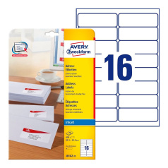 Почтовые этикетки Avery Zweckform, белые, 99.1 x 33.9 мм, 16 этикеток на листе А4 (25 листов) [J8162-25]