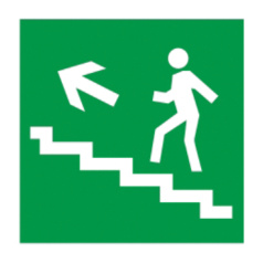 Самоклеящаяся этикетка IEK 150х150 мм, Направление к эвакуационному выходу по лестнице налево вверх [YPC30-150NEV-LNALVV]