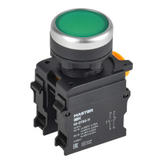 Кнопка IEK MASTER Ø 22 мм, 1NO+1NC, зелёная [MI-BT60-11-3-22-K06]