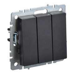 Выключатель IEK BRITE трехклавишный 10А ВС10-3-0-БрЧ черный [BR-V30-0-10-K02]