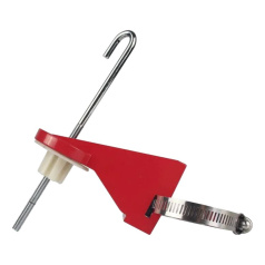 Блокиратор шарового вентиля с крюком малый, цинковый сплав и сталь, внешний Ø трубы 21 - 64 мм, красный [gwrF09X]