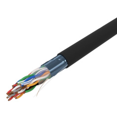 Кабель витая пара F/UTP Rexant, cat 5e, 10PR, 24AWG, внешний, черный, 305 м [01-1204-R]