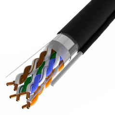 Кабель витая пара F/UTP TOKOV ELECTRIC "TOKOV PRO Fluke tested", категория 5E, 4х2х24AWG, тросс, PE, черный [TKP-C05-F42-5E-305-ODC]