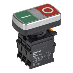 Кнопка I-O с подсветкой IEK MASTER Ø 22 мм, 1NO+1NC [MI-BT60-11DR-3-11-K51]