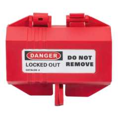 Блокиратор штепсельных разъемов малый, нейлон и ABS-пластик, размеры штепселя до 95 х 58 мм, красный [gwrD41A]