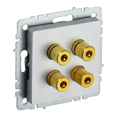 Аудиорозетка IEK BRITE 4-местная РА10-БрА алюминий [BR-S40-K47]