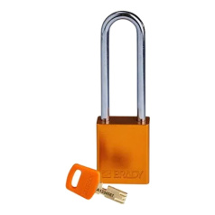 Замок алюминиевый Brady SafeKey со стальной дужкой, 76 мм, Ø 6.4 мм, оранжевый [gws150306]