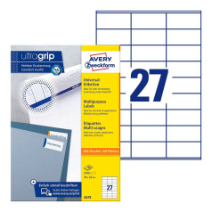 Этикетки самоклеящиеся Avery Zweckform, белые, 70 x 32 мм, 27 этикеток на листе А4 (100 листов) [3479]