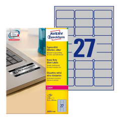 Этикетки Avery Zweckform, серебристые, 63.5 x 29.6 мм, 27 этикеток на листе А4 (100 листов) [L6011-100]