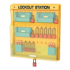 Блокировочная закрытая станция, поликарбонат, 10 держателей для замков, 2 держателя для бирок, 3 бокса для хранения [gwrB204]