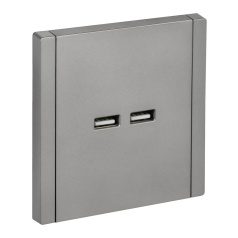 Розетка USB IEK FORTE&PIANO A+A 3,1А FP549 сталь [FP-U21-D31-K46]