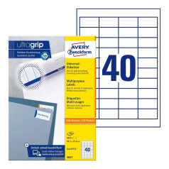 Этикетки самоклеящиеся Avery Zweckform, белые, 48.5 x 25.4 мм, 40 этикеток на листе А4 (100 листов) [3657]