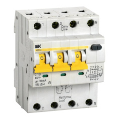 Автоматический выключатель дифференциального тока IEK KARAT АВДТ34 C10 30мА, тип A [MAD22-6-010-C-30]