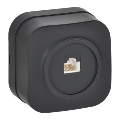 Розетка IEK GLORY компьютерная RJ45 кат. 5E РК10-ХЧм черный матовый [EKH10-K02M]