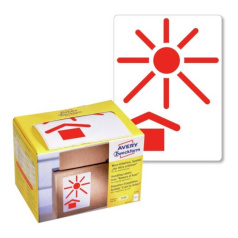 Этикетки в диспенсере Avery Zweckform, 74 х 100 мм, "защищать от солнечных лучей", бело-красные (200 шт) [7253]