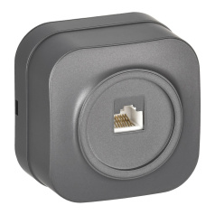 Розетка IEK GLORY компьютерная RJ45 кат. 5E РК10-ХСм сталь матовый [EKH10-K46M]