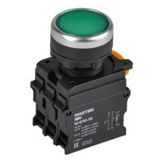 Кнопка с подсветкой IEK MASTER Ø 22 мм, 1NO+1NC, зелёная [MI-BT60-11D-3-12-K06]