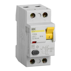 Дифференциальный выключатель УЗО ВД1-63 IEK 2Р 100А 100мА [MDV10-2-100-100]
