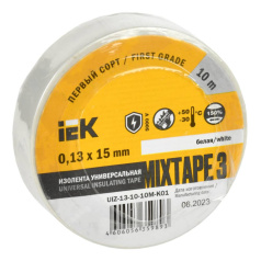 Изолента IEK MIXTAPE 3, 0.13 х 15 мм, белая, 10 м [UIZ-13-10-10M-K01]
