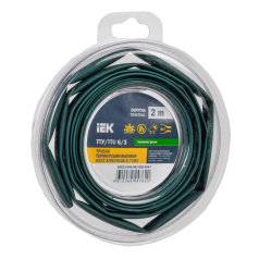 Термоусаживаемая трубка IEK ТТУ нг-LS 6/3, зеленая, 2 м [UDR12-006-003-002-K06-T]