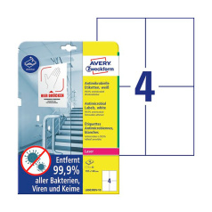 Антимикробные удаляемые этикетки Avery Zweckform, белые, 105 х 148 мм, 4 этикетки на листе А4 (10 листов) [L8003rev-10]