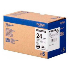 Набор лент Brother HGe-M951V5, 24 мм, черный на серебряном (5 лент по 8 м) [HGeM951V5]