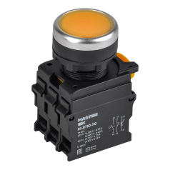 Кнопка с подсветкой IEK MASTER Ø 22 мм, 1NO+1NC, жёлтая [MI-BT60-11D-3-12-K05]