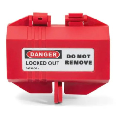 Блокиратор штепсельных разъемов малый, полипропилен, Ø кабеля до 13 мм, 89х51х51 мм, красный [gwrD41]