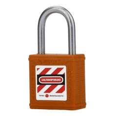 Замок блокировочный нейлоновый со стальной дужкой 76.2 мм, ∅ 6.2 мм, оранжевый [gwr001DS76ORG]
