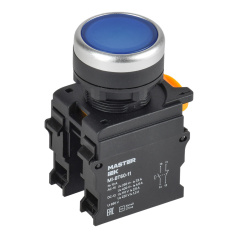 Кнопка IEK MASTER Ø 22 мм, 1NO+1NC, синяя [MI-BT60-11-3-22-K07]