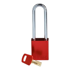 Замок алюминиевый Brady SafeKey со стальной дужкой, 76 мм, Ø 6.4 мм, красный [gws150332]