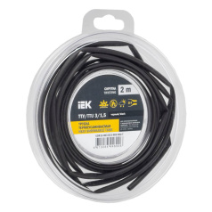 Термоусаживаемая трубка IEK ТТУ нг-LS 3/1.5, черная, 2 м [UDR12-003-D15-002-K02-T]