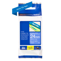 Картридж Brother TZe-555, 24 мм, белый на синем [TZe555]