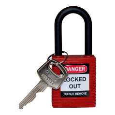 Замки нейлоновые Brady, пластиковые дужки, 38 мм, Ø 6.4 мм, красные, 6 шт [gws813594]