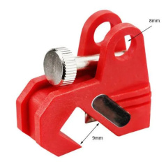 Блокиратор тумблеров автоматических выключателей, нейлон, толщина тумблера до 9 мм, 41х14х38 мм, красный [gwrD14]