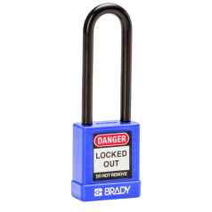 Замки алюминиевые с полимерным покрытием Brady, стальные дужки в нейлоновой оболочке, 75 мм, Ø 6.5 мм, синие, 6 шт [gws834474]