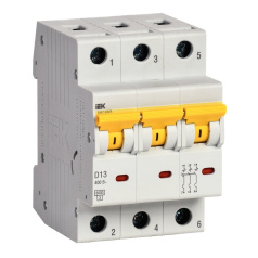 Автоматический выключатель IEK ВА47-60МА 3P 13А 6кА D [MVA33-3-013-D]