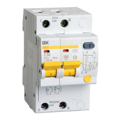 Дифференциальный автомат IEK KARAT АД12 2P 50А 300мА, тип AC [MAD10-2-050-C-300]