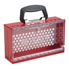 Бокс групповой с ручкой Brady SlimView, сталь и поликарбонат, количество отверстий для замков 12, красный [gws150505]