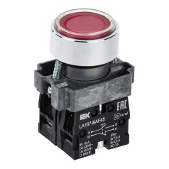 Кнопка управления IEK LA167-BAF45 Ø 22 мм, 1NO+1NC, красная [BBT20-BAF45-3-22-67-K04]