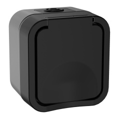 Розетка 1-местная IEK TORS с заземлением и крышкой 16А IP55 TS120 графит [TS-R16-16-55-K53]