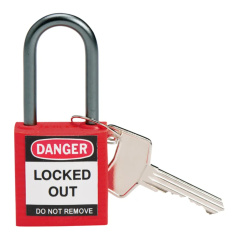 Замки нейлоновые компактные Brady, алюминиевые дужки, 38 мм, Ø 4.7 мм, красные, 6 шт [gws814126]